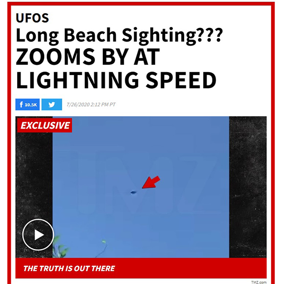 米ロングビーチで謎の飛行物体　UFOか？　稲妻のような速さで空を横切る
